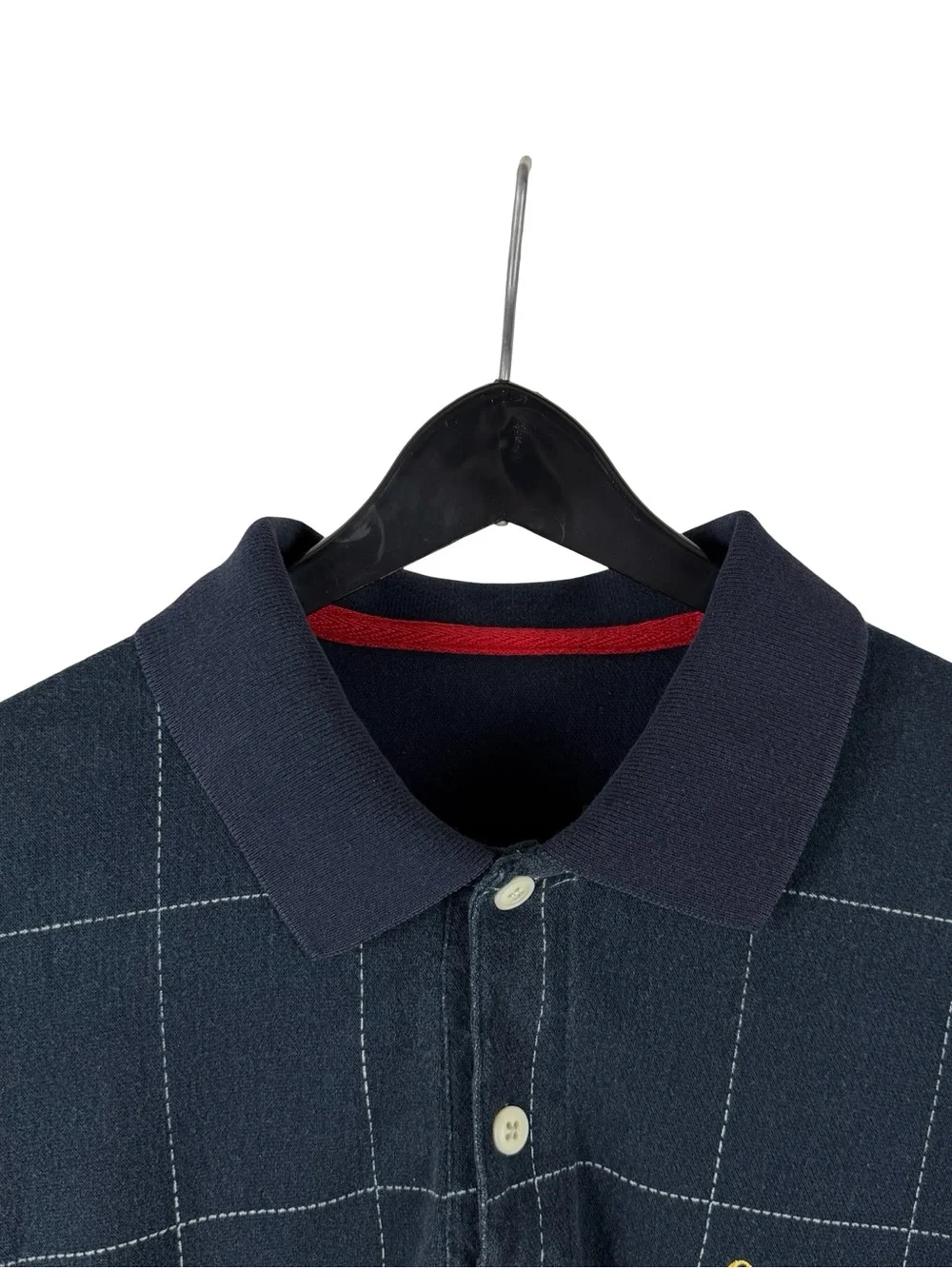 Vintage 90s Chaps Ralph Lauren Embroidered Checkered Blue Polo Shirt Size L